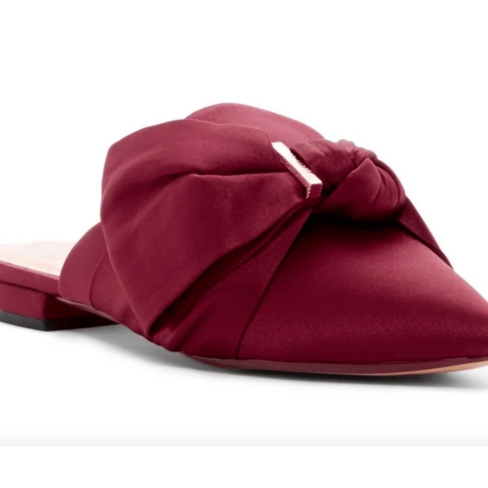 NWOT, Ted Baker Tulous Satin Bow Loafers/mules, size 39/8, Oxblood